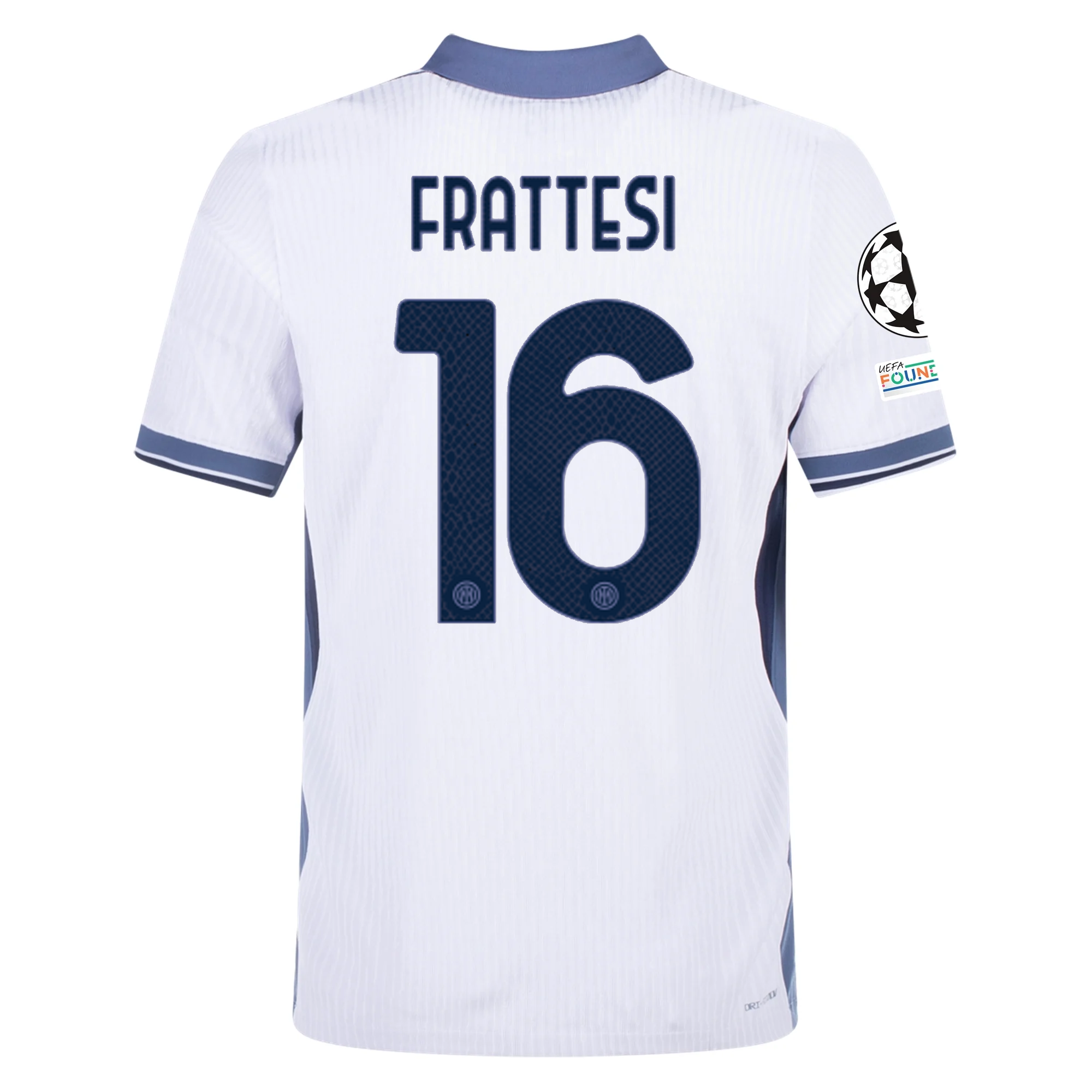 Nike Inter Milan Authentic Davide Frattesi Away Jersey w/ Champions League + Scudetto Patch 24/25 (White/Silver)