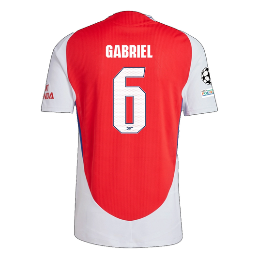 adidas Arsenal Authentic Gabriel Magalhães Home Jersey w/ Champions League Patches 24/25 (Better Scarlet/White)