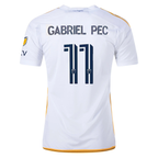 adidas LA Galaxy Gabriel Pec Home Jersey w/ MLS + Apple TV Patches 24/25 (White/Yellow/Navy)