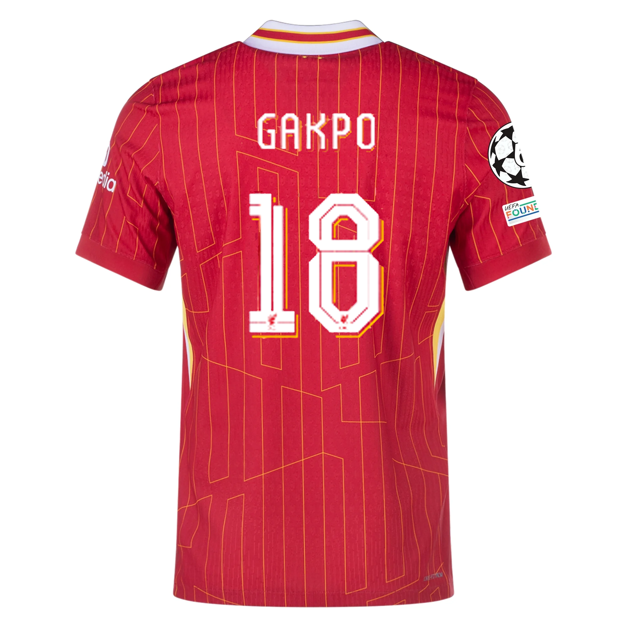 Nike Liverpool Match Authentic Cody Gakpo Home Jersey w/ Champions League Patches 24/25 (Gym Red/Chrome Yellow)