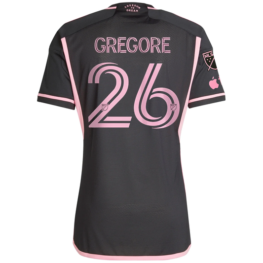 adidas Inter Miami Authentic Gregore Royal Caribbean Away Jersey w/ MLS + Apple TV Patches 23/24 (Black/Bliss Pink)