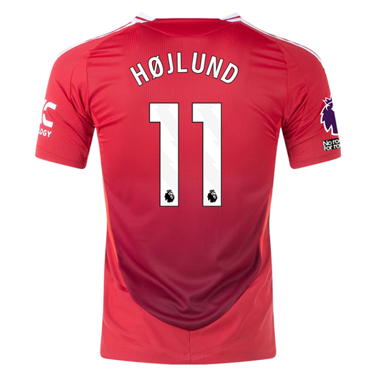 adidas Manchester United Authentic Rasmus Højlund Home Jersey w/ EPL + No Room For Racism Patches 24/25 (MUFC Red/Bright Red)