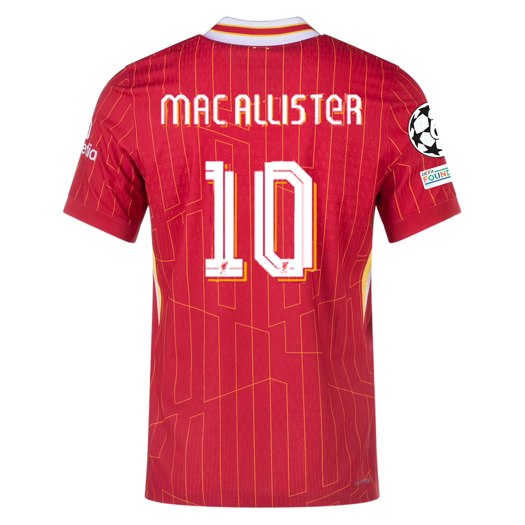 Nike Liverpool Match Authentic Alexis Mac Allister Home Jersey w/ Champions League Patches 24/25 (Gym Red/Chrome Yellow)