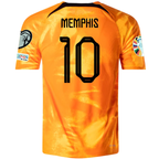 Nike Netherlands Memphis Depay Home Match Authentic Jersey w/ Euro Qualifying Patches 22/23 (Laser Orange/Black)