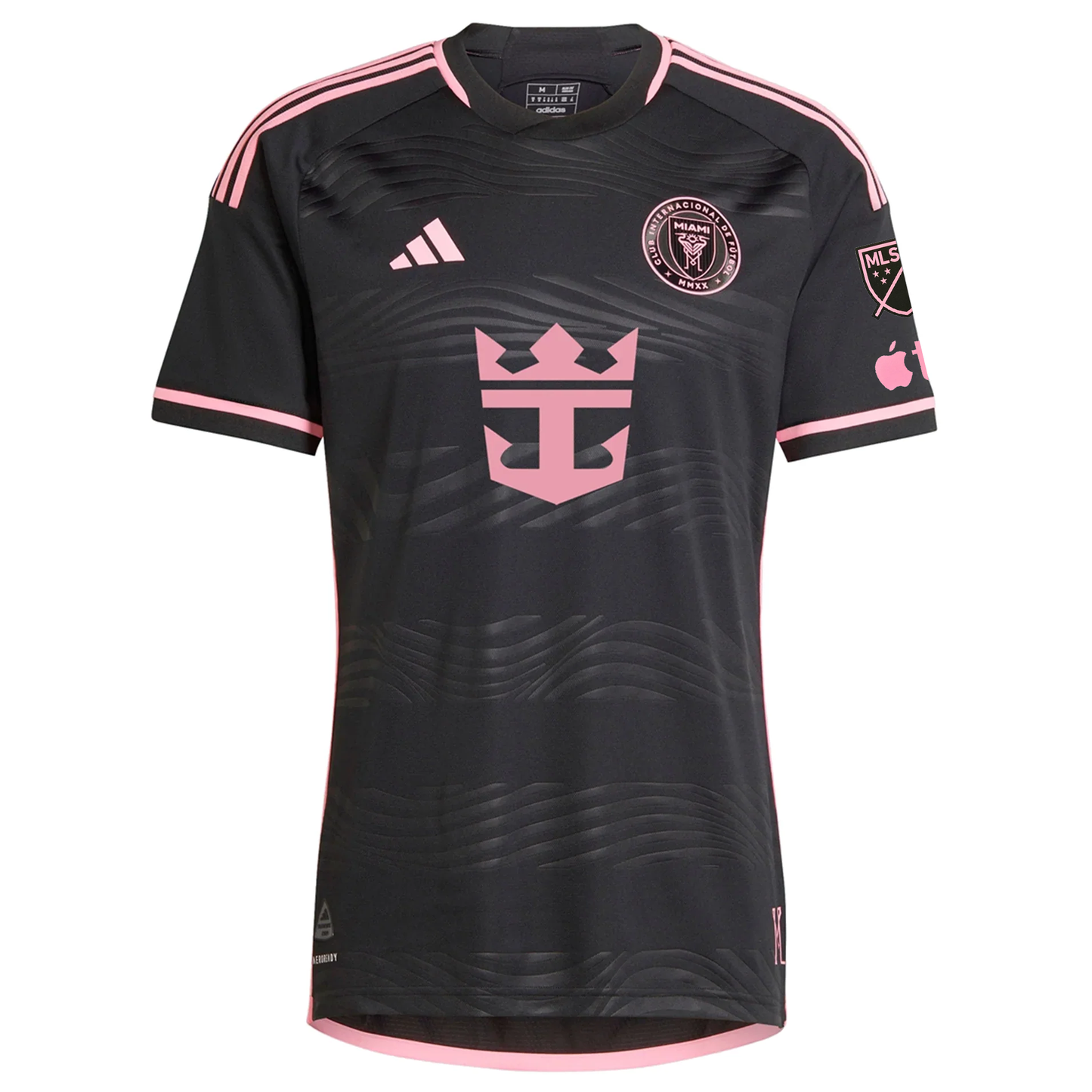 adidas Inter Miami Authentic Jordi Alba Royal Caribbean Away Jersey w/ MLS + Apple TV Patches 23/24 (Black/Bliss Pink)