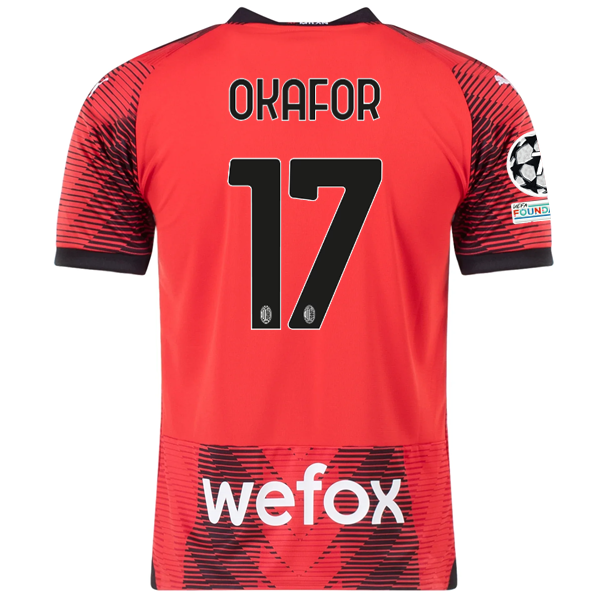 Puma AC Milan Noah Okafor Home Jersey w/ Champions League Patches 23/24 (Puma Red/Black)