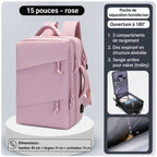 Sac à Dos Multifonction Imperméable – Ordinateur 15,6 Pouces, Ouverture 180°, Grande Capacité | Voyage, Travail & École