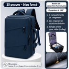 Sac à Dos Multifonction Imperméable – Ordinateur 15,6 Pouces, Ouverture 180°, Grande Capacité | Voyage, Travail & École