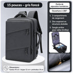 Sac à Dos Multifonction Imperméable – Ordinateur 15,6 Pouces, Ouverture 180°, Grande Capacité | Voyage, Travail & École