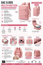 Sac à Dos Multifonction Imperméable – Ordinateur 15,6 Pouces, Ouverture 180°, Grande Capacité | Voyage, Travail & École