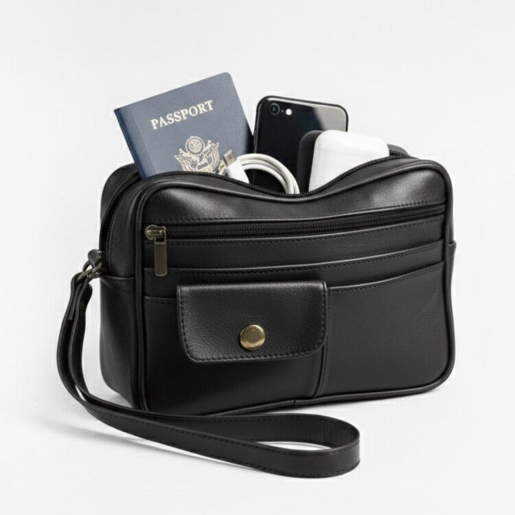 Pochette Homme en Vrai Cuir – Sacoche Élégante Multi-Compartiments