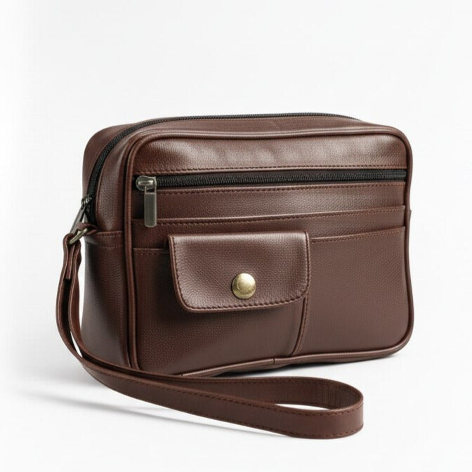 Pochette Homme en Vrai Cuir – Sacoche Élégante Multi-Compartiments