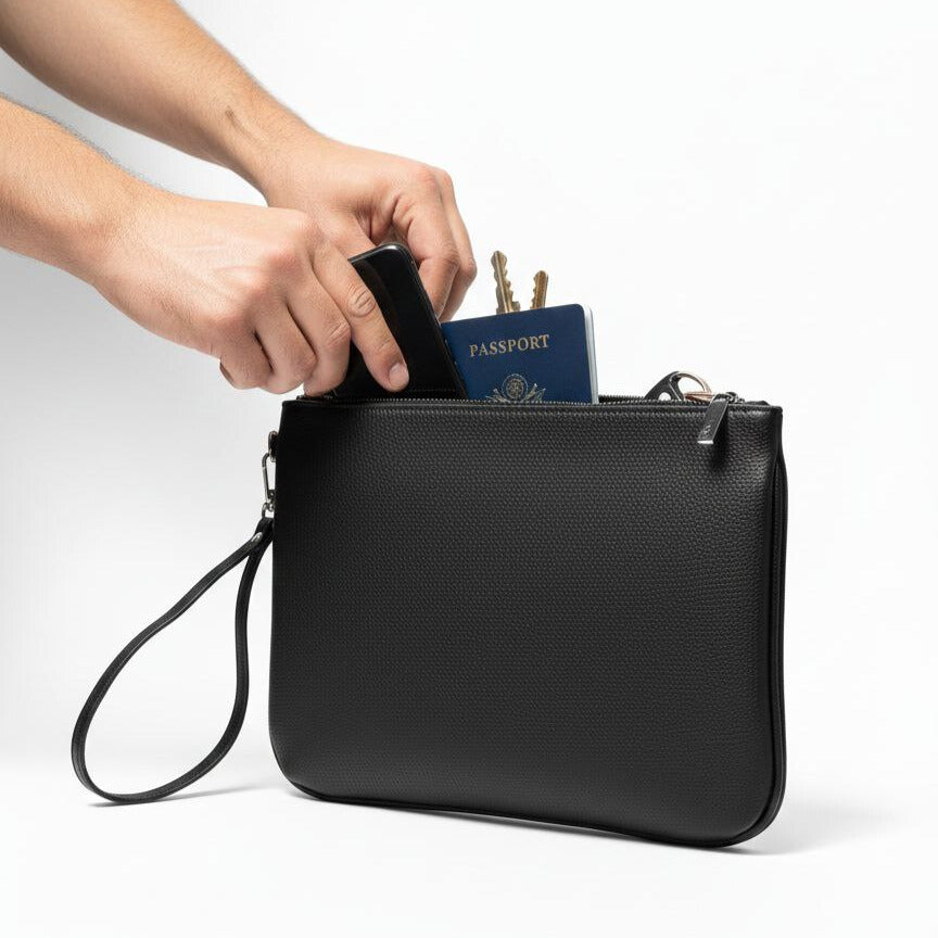 ClutchBag Homme en Semi-Cuir – Pochette Élégante pour Téléphone, Documents et Accessoires