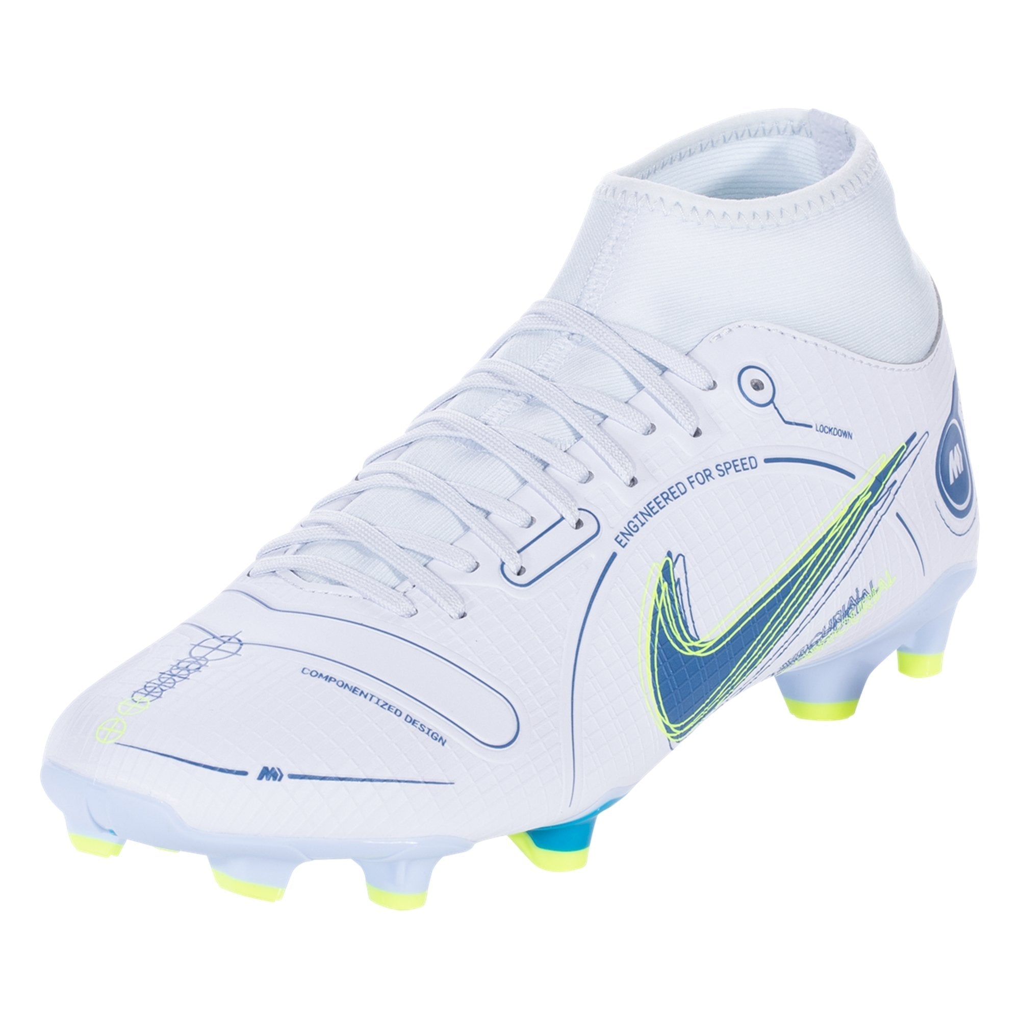 Nike Mercurial Superfly 8 Academy FG/MG Soccer Cleat - Grey/Blackened Blue/Light Marine/Laser Blue/Volt