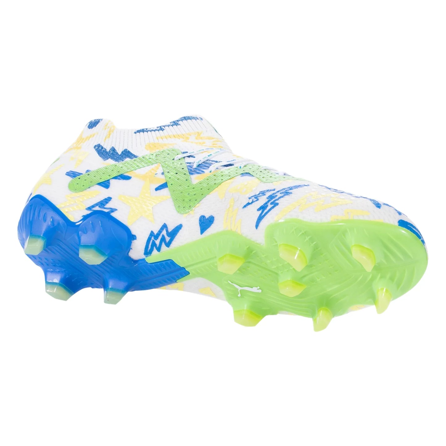 Puma Future Ultimate NJR FG/AG Soccer Cleat - White/Racing Blue/Lemon Meringue/Parakeet Green