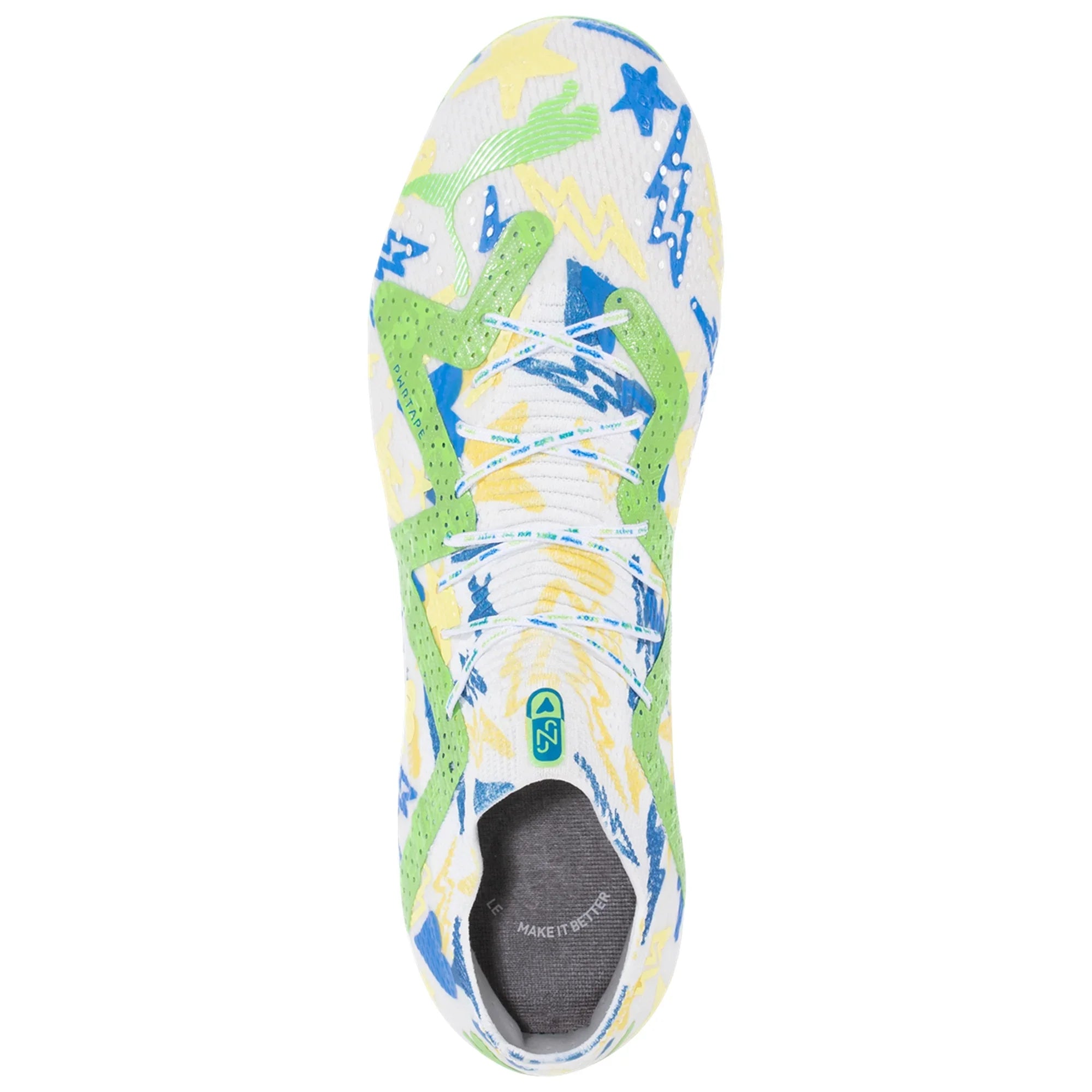 Puma Future Ultimate NJR FG/AG Soccer Cleat - White/Racing Blue/Lemon Meringue/Parakeet Green