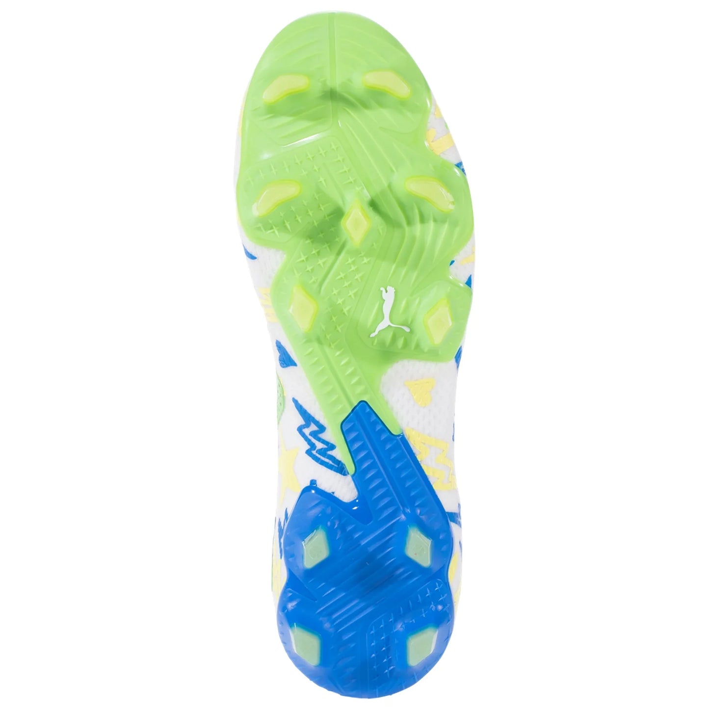 Puma Future Ultimate NJR FG/AG Soccer Cleat - White/Racing Blue/Lemon Meringue/Parakeet Green
