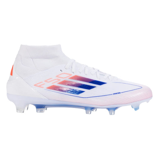 adidas F50 Pro Mid FG Women’s Firm Ground Soccer Cleat - White/Solar Red/Lucid Blue