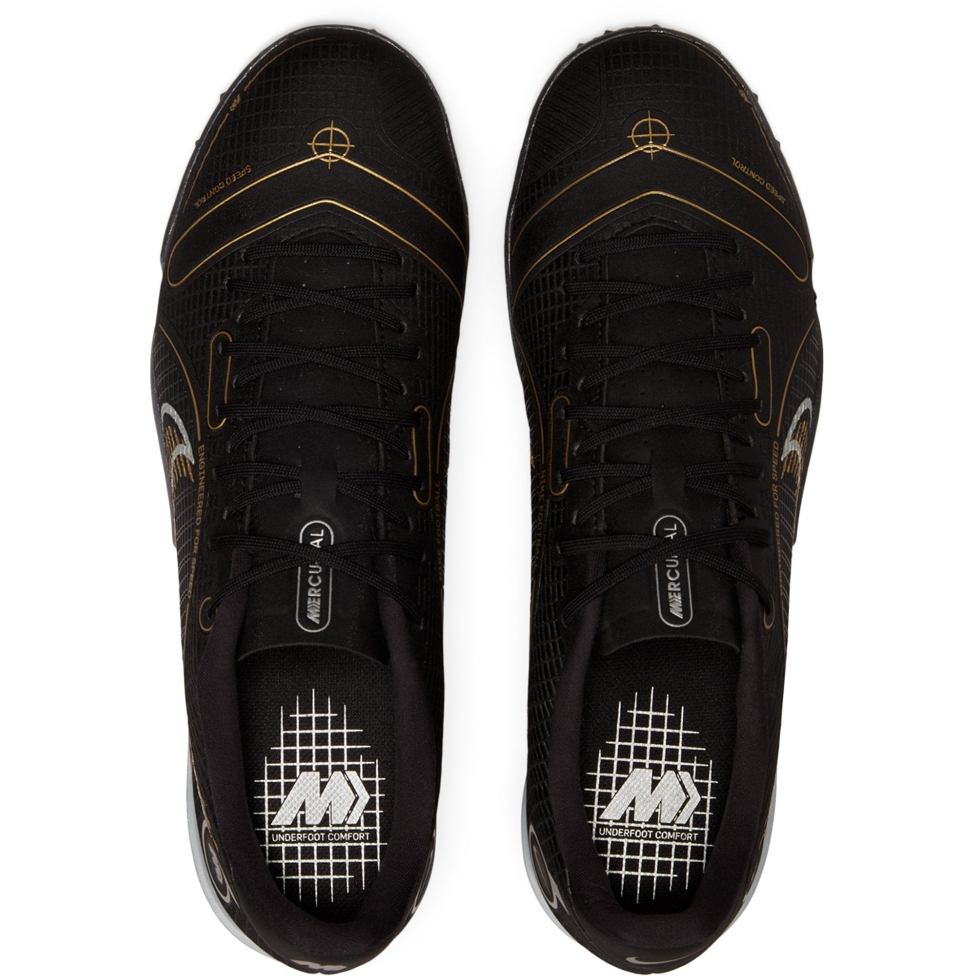 Nike Mercurial Vapor 14 Academy TF Turf Soccer Cleats- Black/Metallic Gold/ Metallic Silver