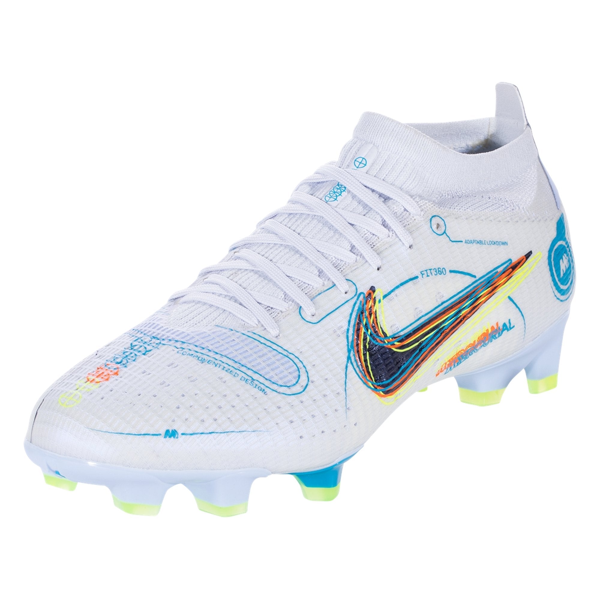 Nike Mercurial Vapor 14 Pro FG Firm Ground Soccer Cleats - Grey/Blackened Blue/Light Marine/Laser Blue/Rush Orange/Volt