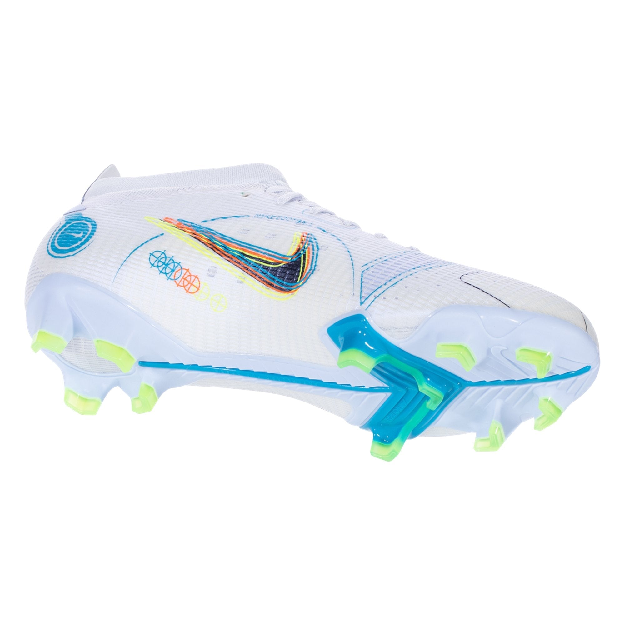 Nike Mercurial Vapor 14 Pro FG Firm Ground Soccer Cleats - Grey/Blackened Blue/Light Marine/Laser Blue/Rush Orange/Volt