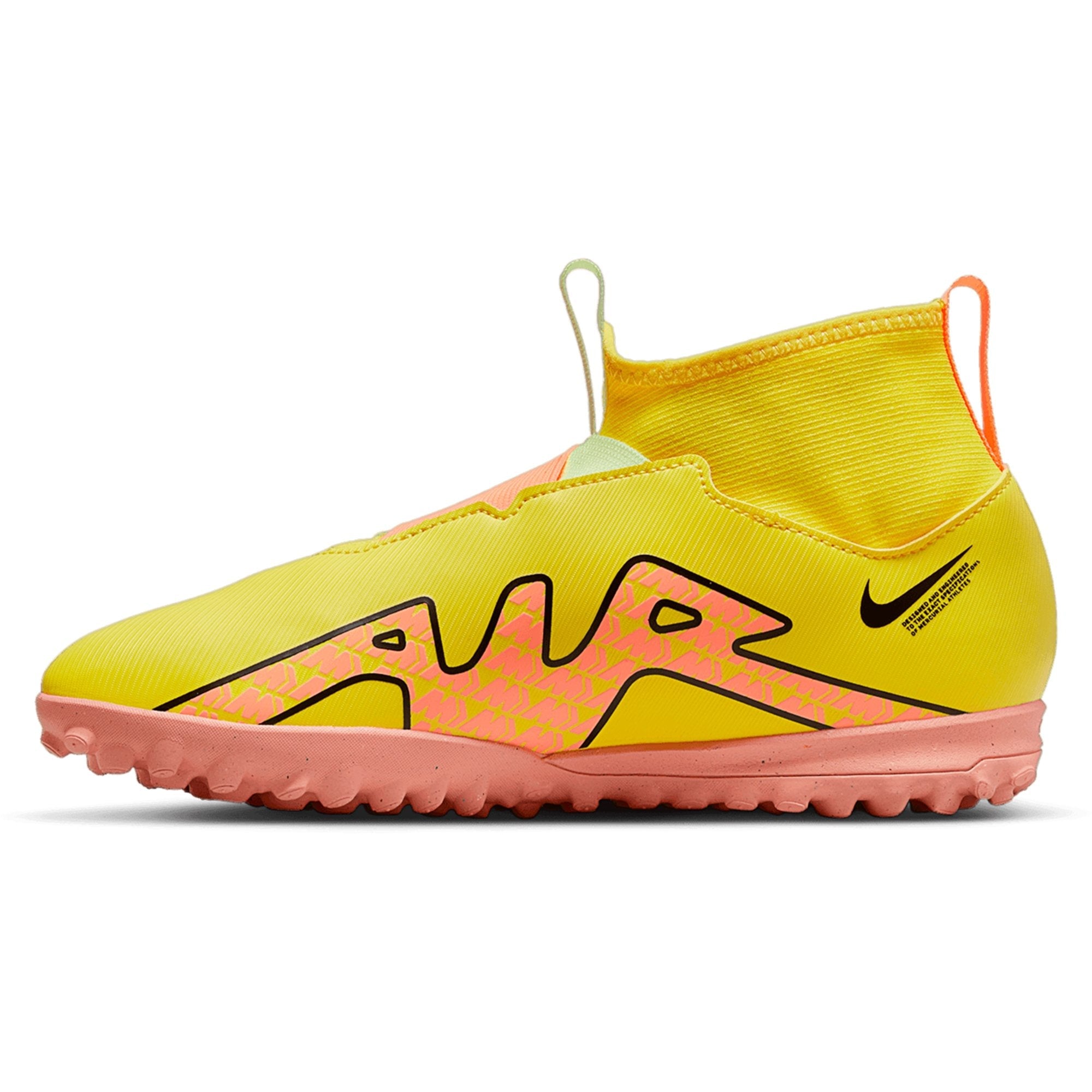 Nike Junior Zoom Mercurial Superfly 9 Academy TF Turf Soccer Shoes - Yellow Strike/Sunset Glow/Volt Ice