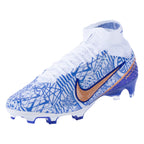 Nike Air Zoom Mercurial Superfly 9 Elite CR7 FG  Firm Ground Soccer Cleats- White/MetallicCopper/Concord/MediumBlue