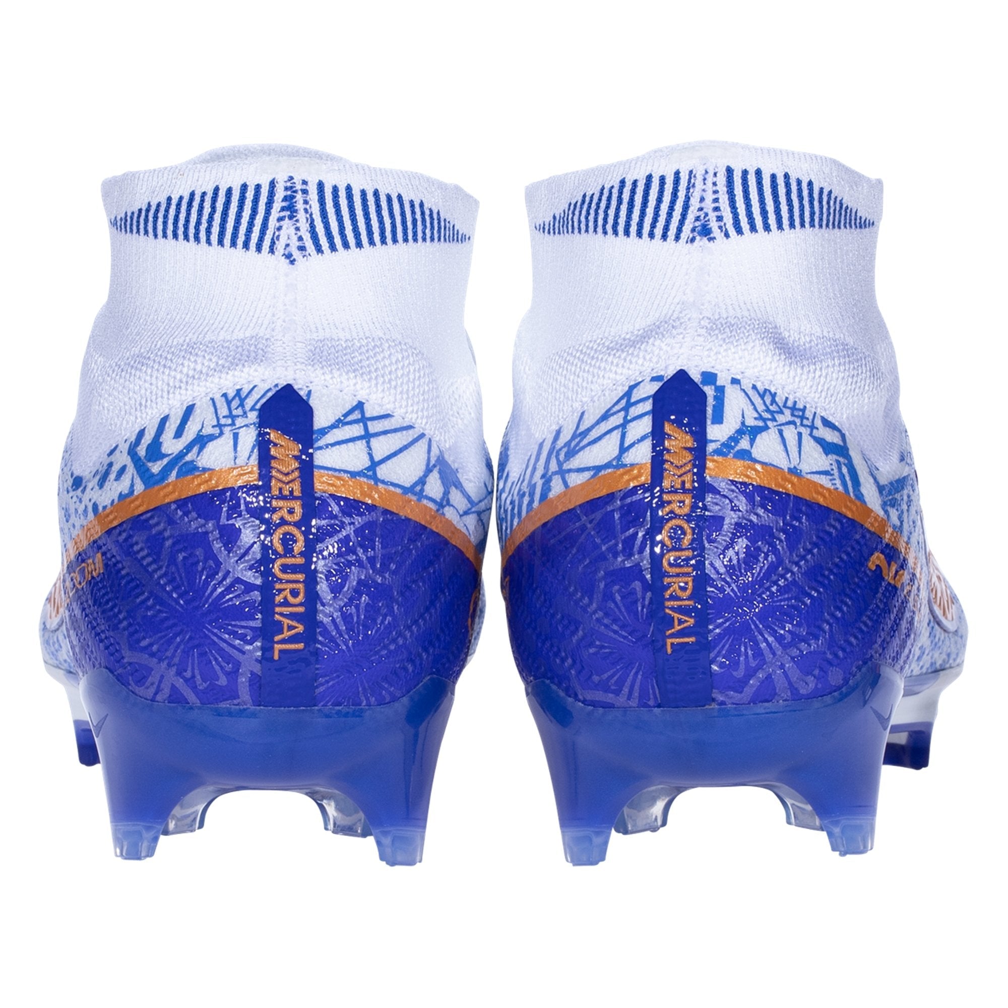 Nike Air Zoom Mercurial Superfly 9 Elite CR7 FG  Firm Ground Soccer Cleats- White/MetallicCopper/Concord/MediumBlue