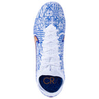 Nike Air Zoom Mercurial Superfly 9 Elite CR7 FG  Firm Ground Soccer Cleats- White/MetallicCopper/Concord/MediumBlue