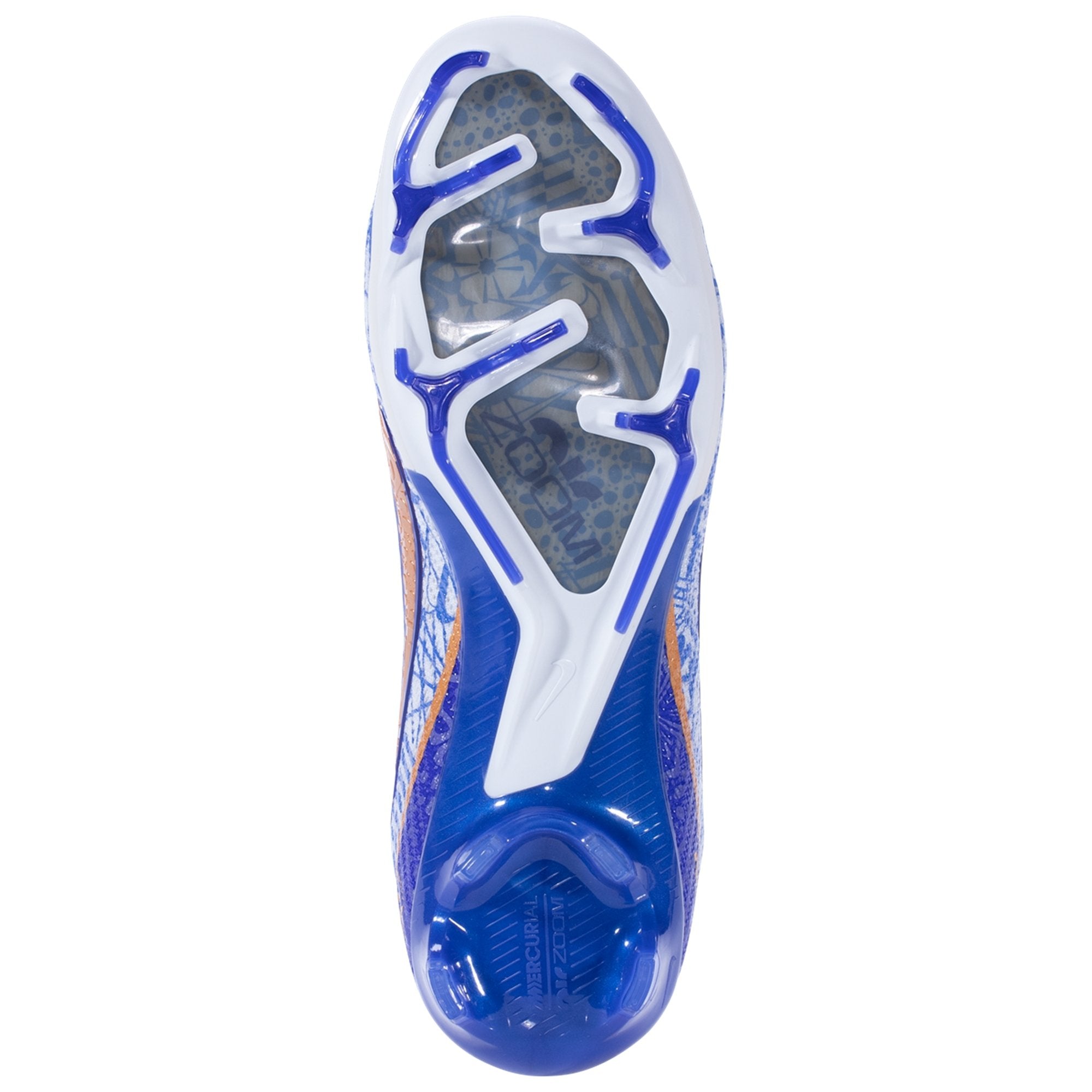 Nike Air Zoom Mercurial Superfly 9 Elite CR7 FG  Firm Ground Soccer Cleats- White/MetallicCopper/Concord/MediumBlue