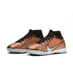 Nike Zoom Mercurial Superfly 9 Academy Q TF Turf Soccer Shoes - MetallicCopper
