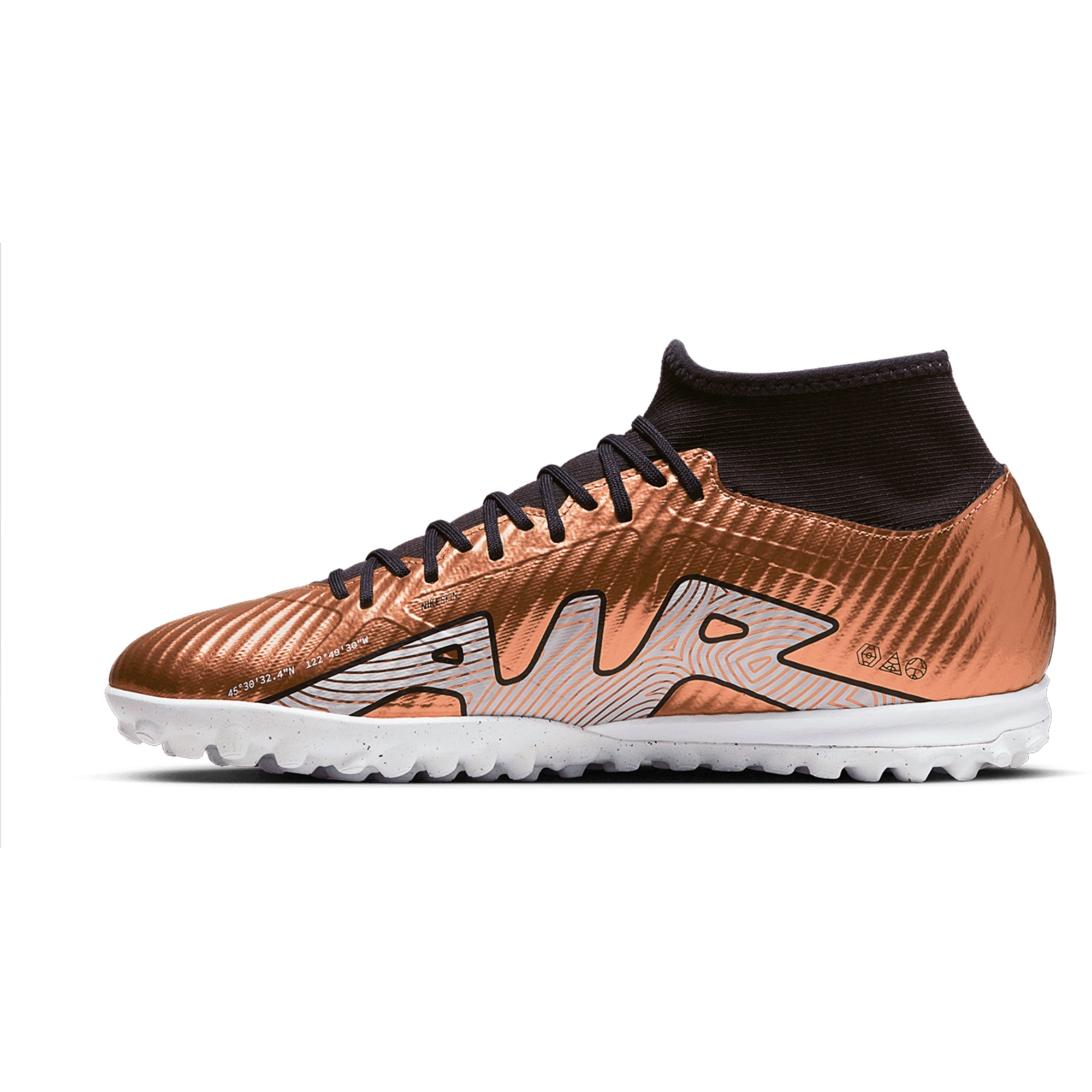 Nike Zoom Mercurial Superfly 9 Academy Q TF Turf Soccer Shoes - MetallicCopper