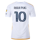 adidas LA Galaxy Riqui Puig Home Jersey w/ MLS + Apple TV Patches 24/25 (White/Yellow/Navy)