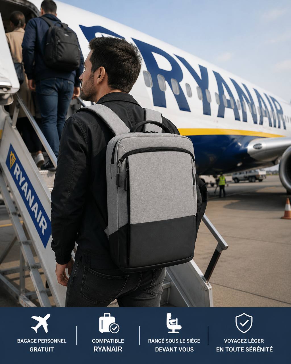 Sac à dos cabine Ryanair 40x20x25 cm – Bagage gratuit garanti