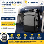 Voyageur avec sac à dos cabine Ryanair bagage gratuit aéroport