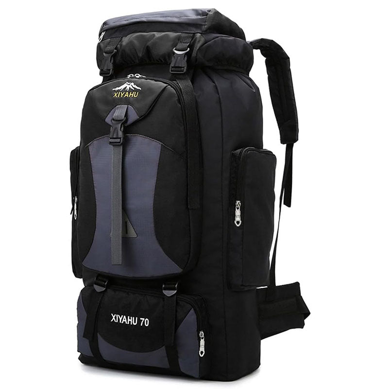 Compartiments zippés sac à dos camping trekking 70L organisation rangement