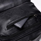 Sac à dos cuir PU noir homme — Style urbain | Compartiment PC 15,6"