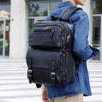 Sac à dos cuir PU noir homme — Style urbain | Compartiment PC 15,6"