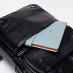 Sac à dos cuir PU noir homme — Style urbain | Compartiment PC 15,6"