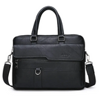Sac business en cuir marron pour homme – vue de face avec poignée et bandoulière