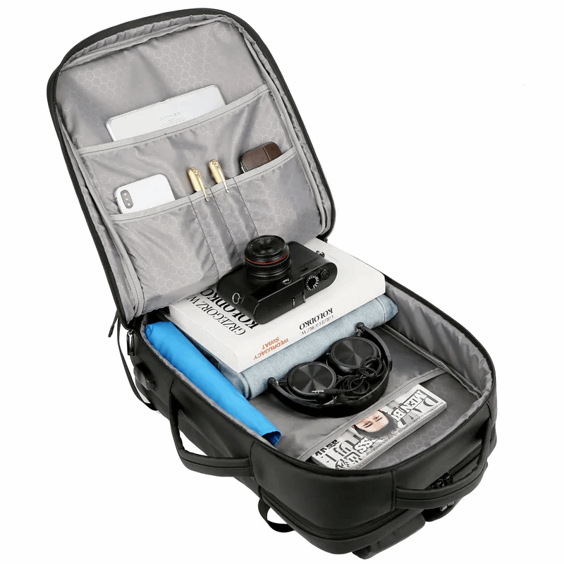 Grand sac à dos pour ordinateur portable 15,6 pouces unisexe, sac à dos d'affaires multifonction, imperméable avec port de charge USB intégré,