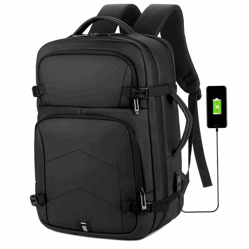 Grand sac à dos pour ordinateur portable 15,6 pouces unisexe, sac à dos d'affaires multifonction, imperméable avec port de charge USB intégré,