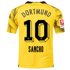 Puma Mens Borussia Dortmund Jadon Sancho Third Jersey w/ Bundesliga Patch 23/24 (Cyber Yellow/Puma Black)