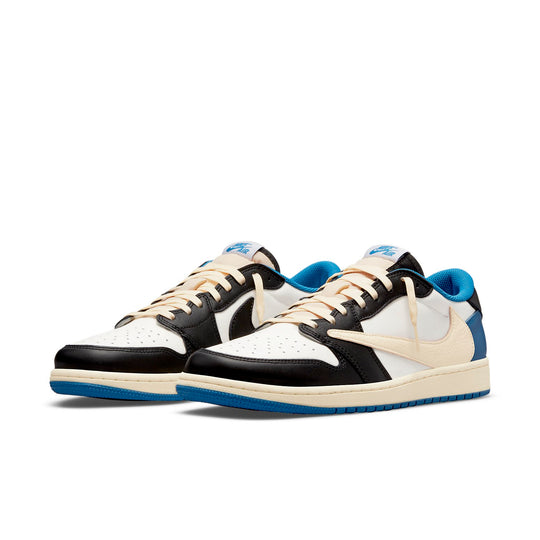 Air Jordan 1 Retro Low x Fragment Design x Travis Scott x Sail Black Military Blue