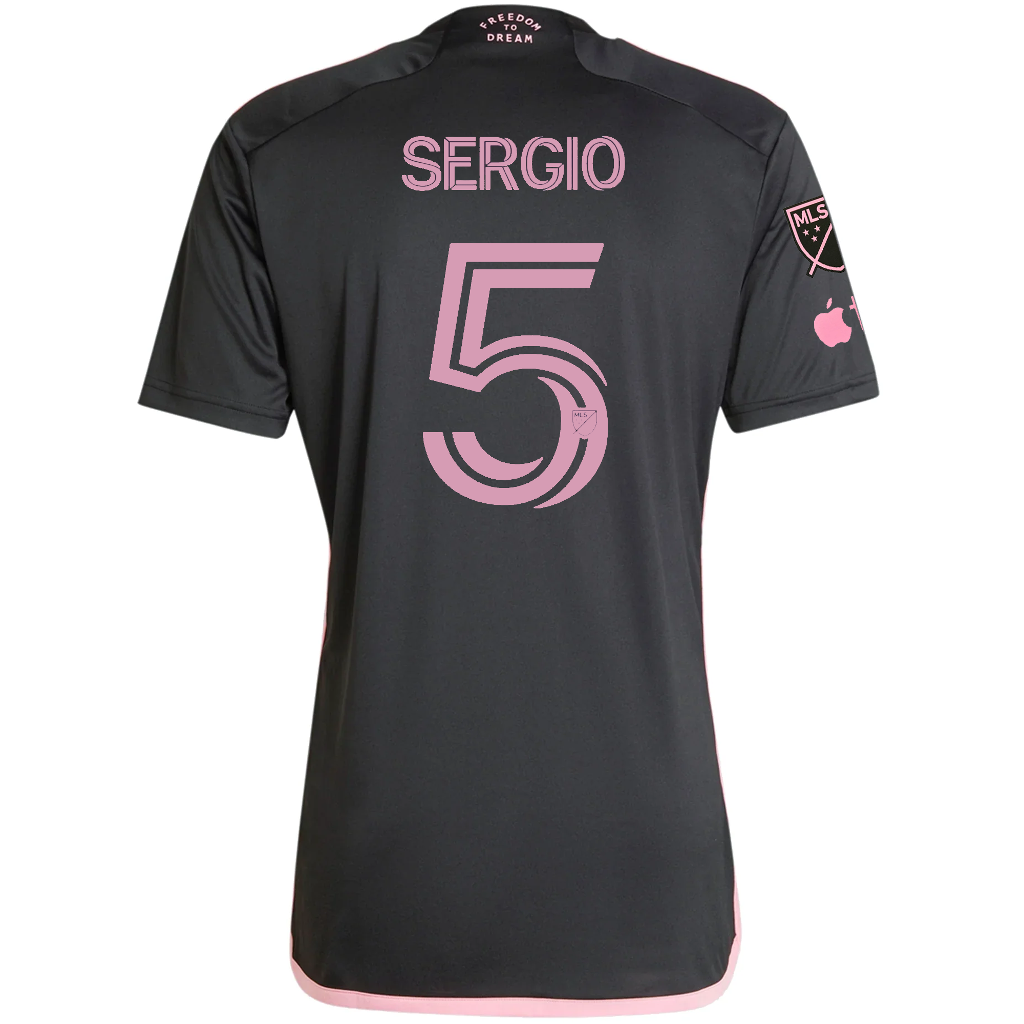 adidas Inter Miami Sergio Busquets Royal Caribbean Away Jersey w/ MLS + Apple TV Patches 23/24 (Black/Bliss Pink)