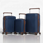 Set de 3 valises rigides bleu marine, bagage cabine, moyen et grand résistant