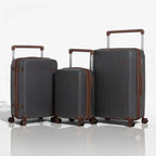  Set de 3 valises rigides gris avec 4 roues pivotantes et coque résistante