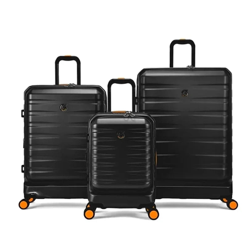  Set de 3 valises rigides noir avec ouverture frontale pour ordinateur portable