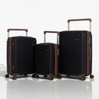 Set de 3 valises rigides noir avec roues pivotantes 360° et poignée télescopique