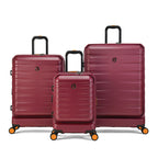 Set de 3 valises rigides rouge avec compartiment laptop, roues pivotantes silencieuses